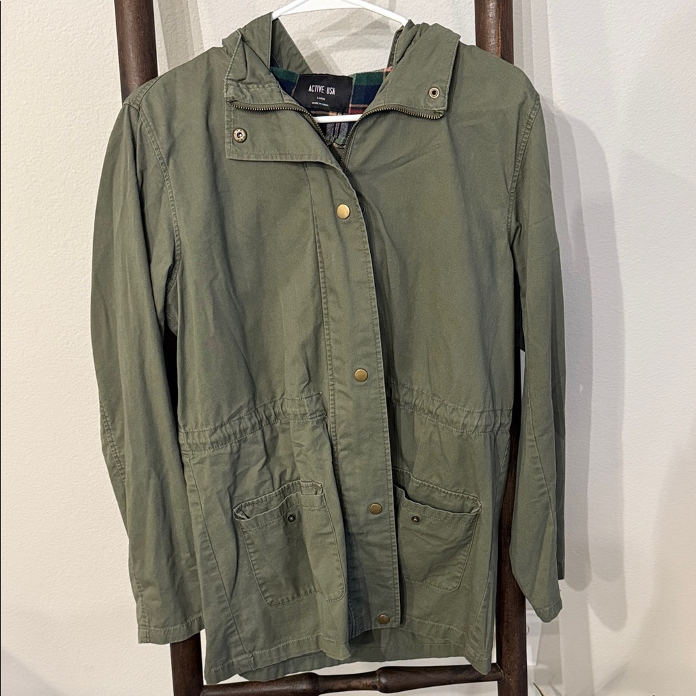 Active USA Olive Utility Jacket with Hood